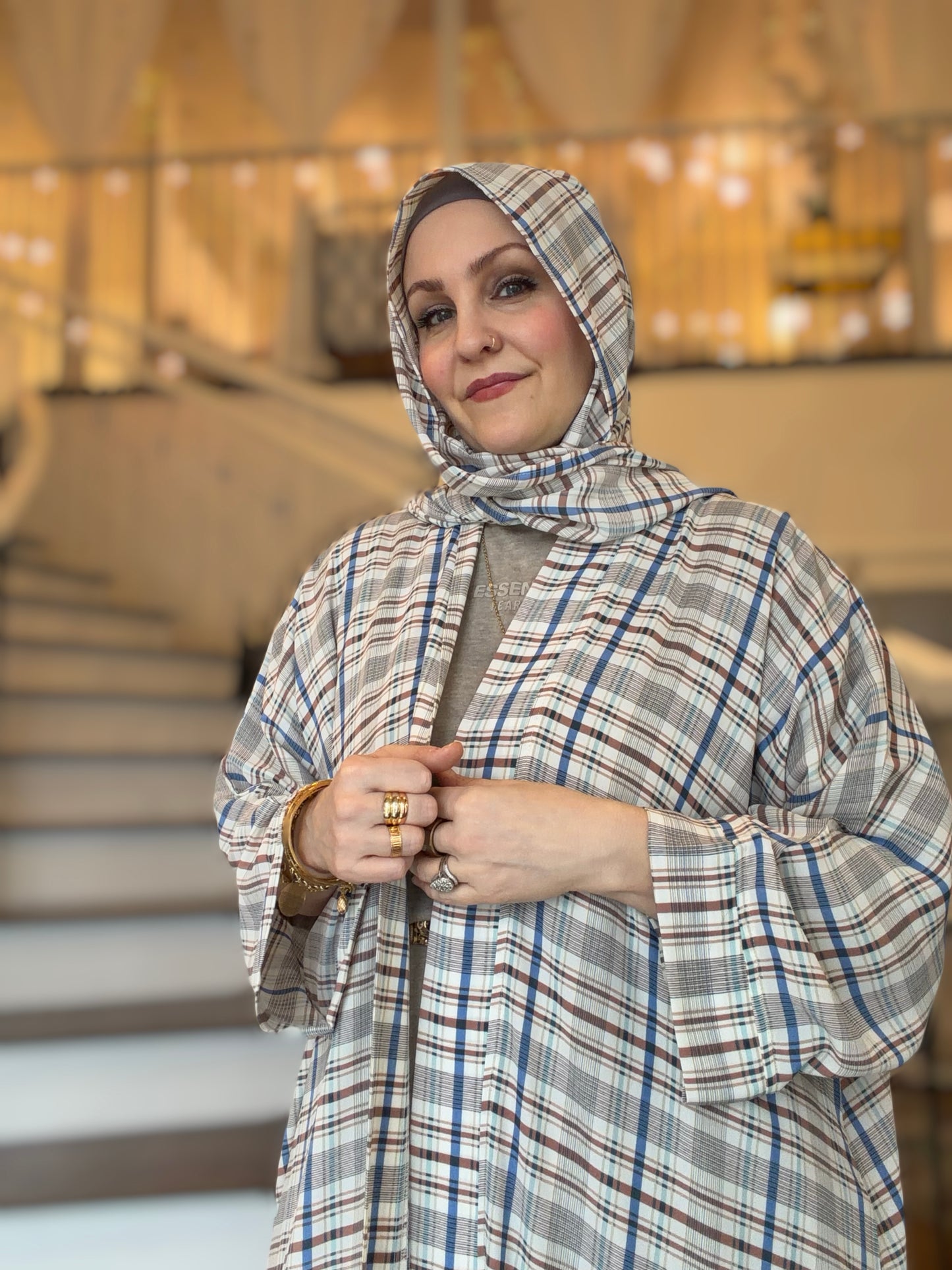 Nour Oversized Abaya - Heritage Coast Plaid
