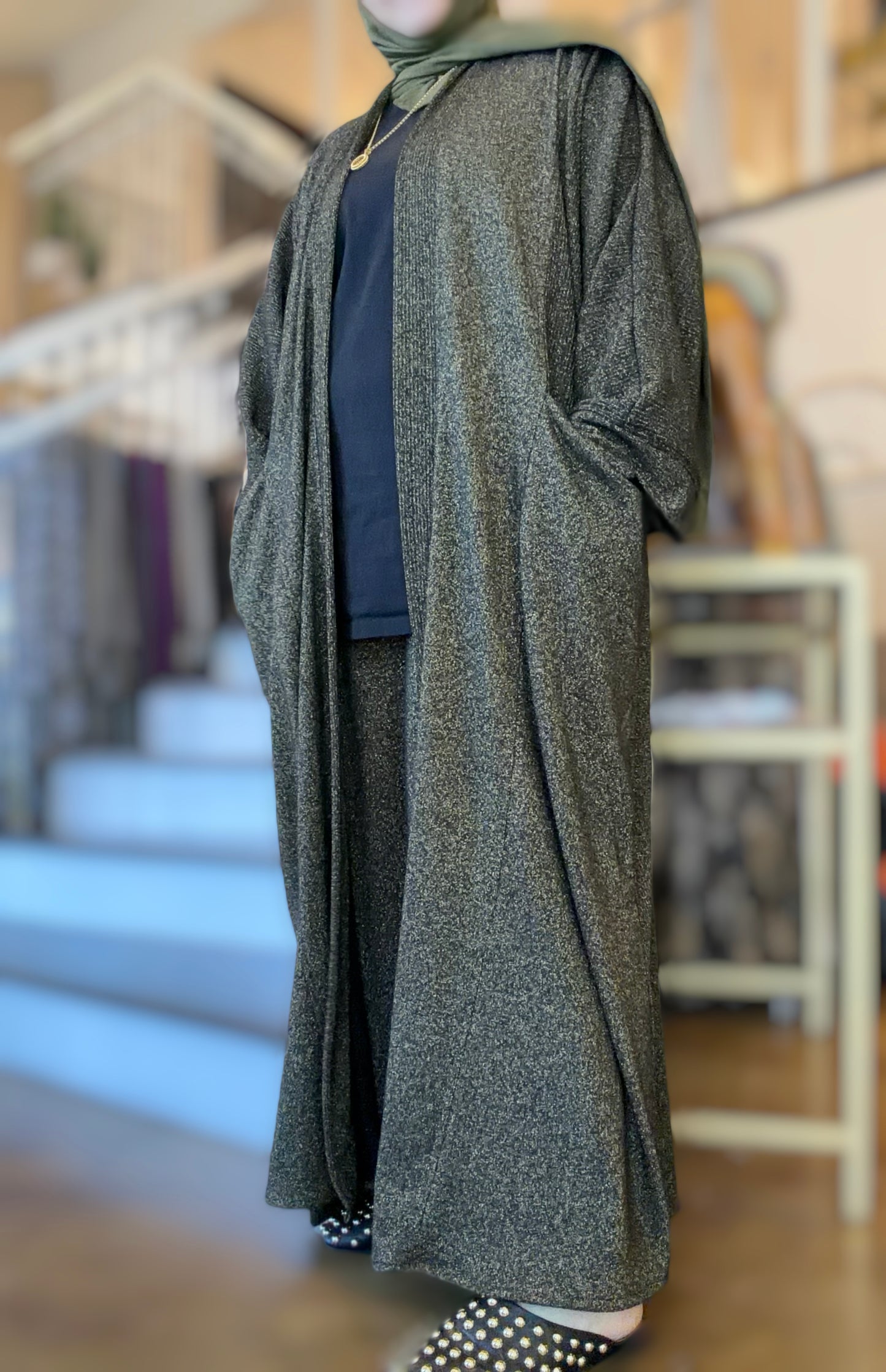 Pocket Anorak Sweater Abaya - Gilded Night Sky