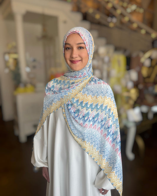 Crepe Chiffon Hijab: Noor Ikat Pastel