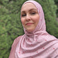 Printed Jersey Hijab: Connected Blush Hearts