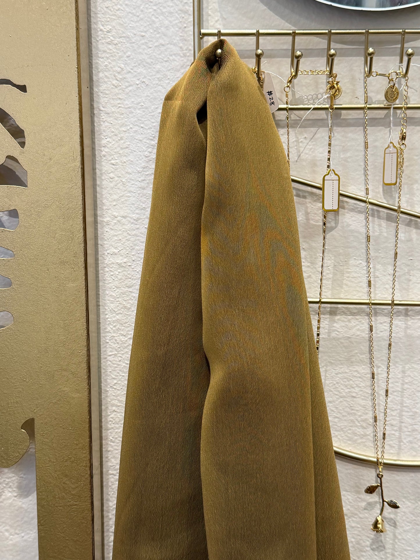 Iridescent Chiffon Hijab: Golden Moss