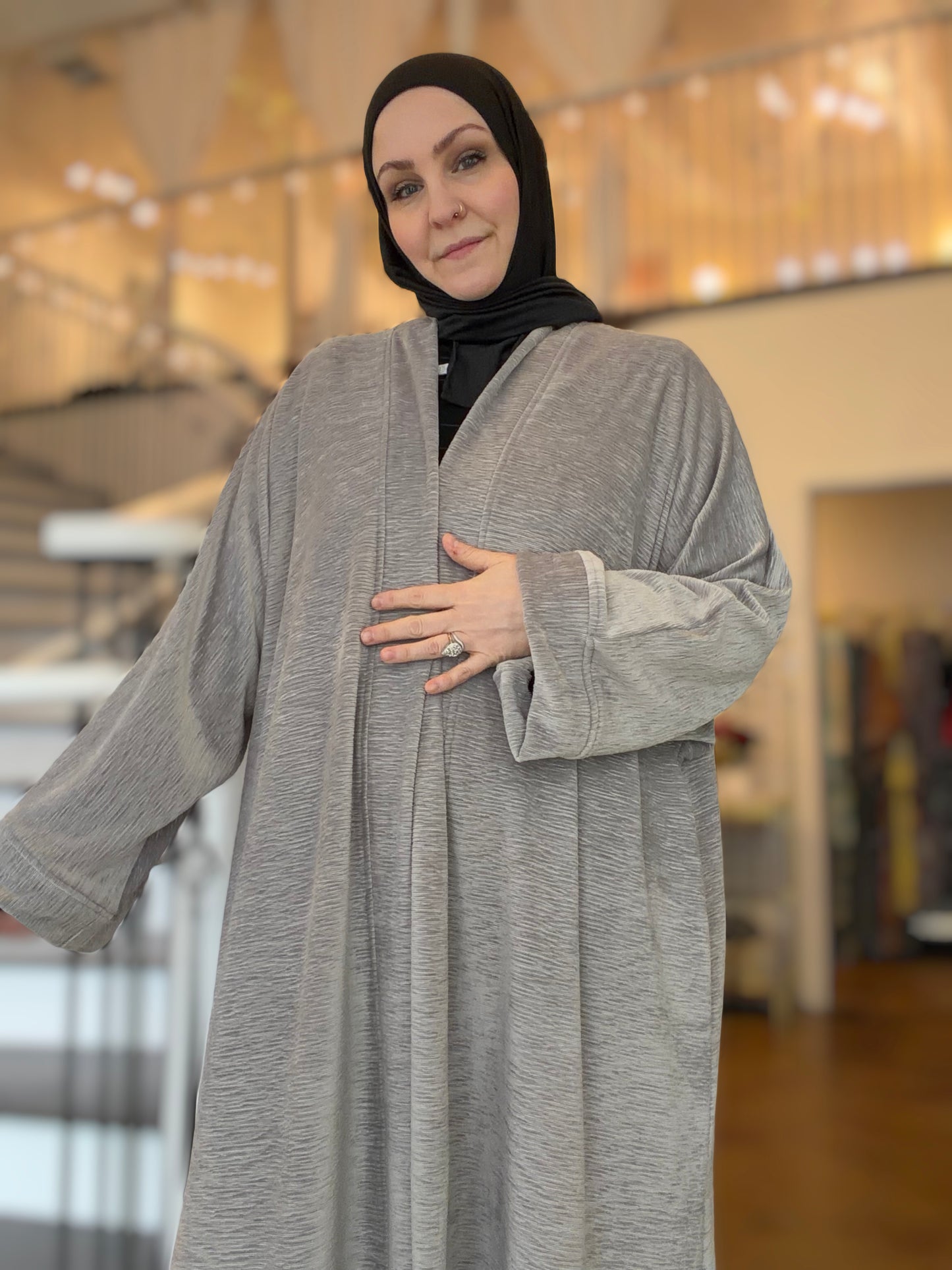 Nour Oversized Abaya - Plush Plisse Velour