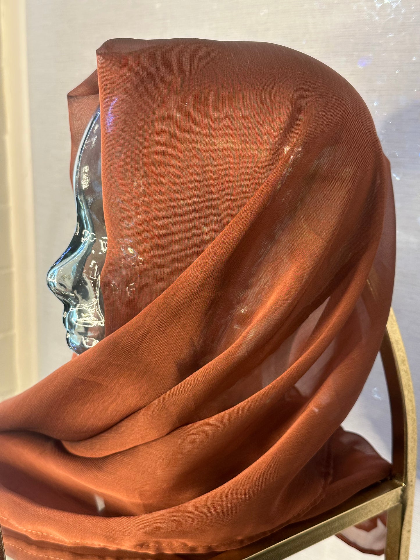 Iridescent Chiffon Hijab: Burnt Sienna