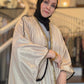 Metallic Oversized Abaya: Black & Gold on Beige