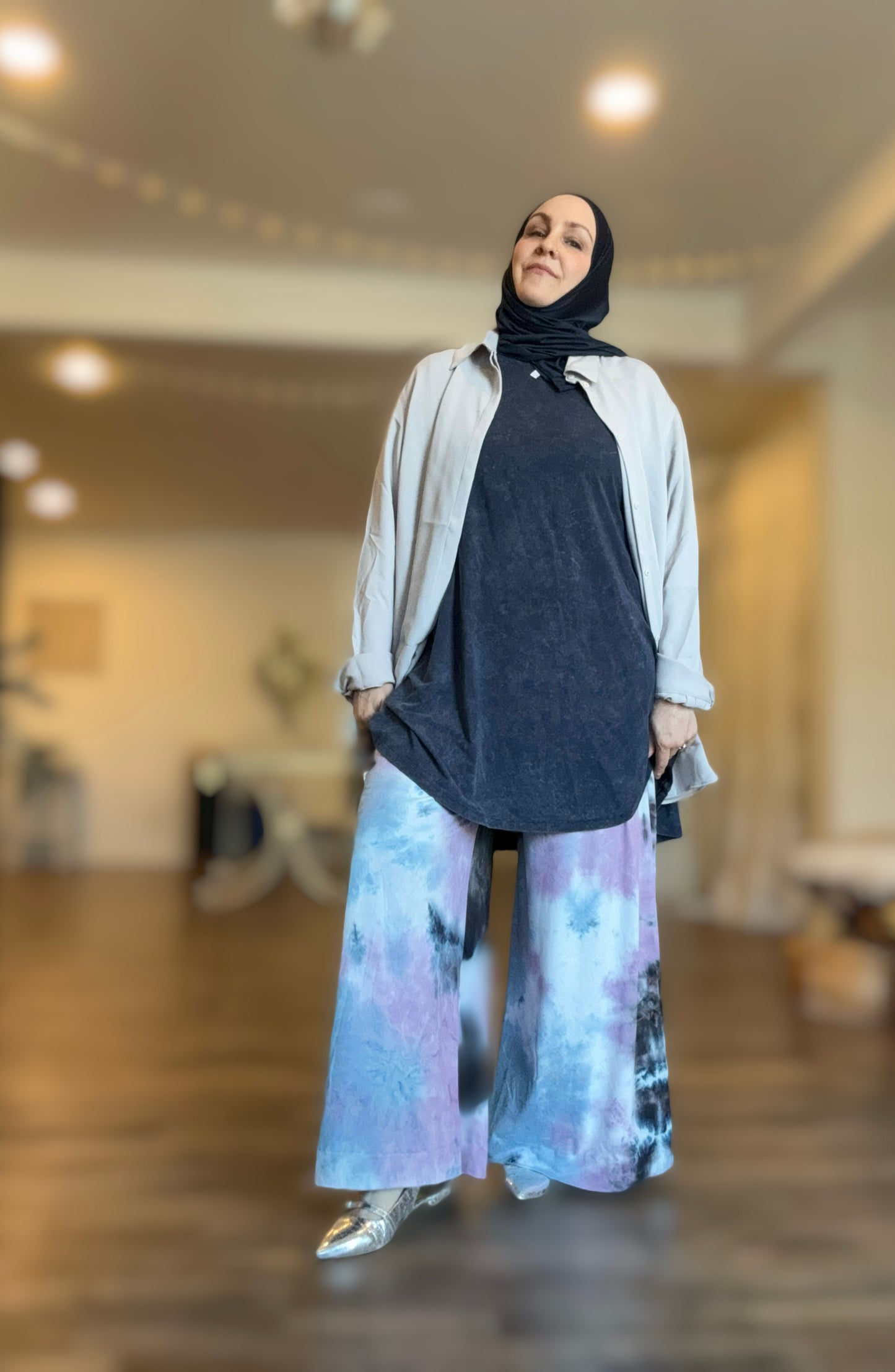 Jersey Palazzo Pant: Twilight Mist