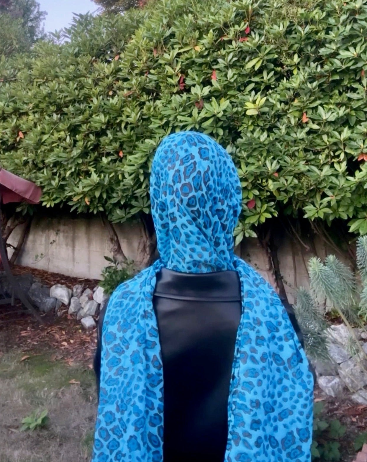 Chiffon Hijab: Blue Diamond Leopard