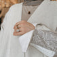 One-of-One | The Power Silhouette Abaya - Cream & Grey Patchwork (Upcycled)