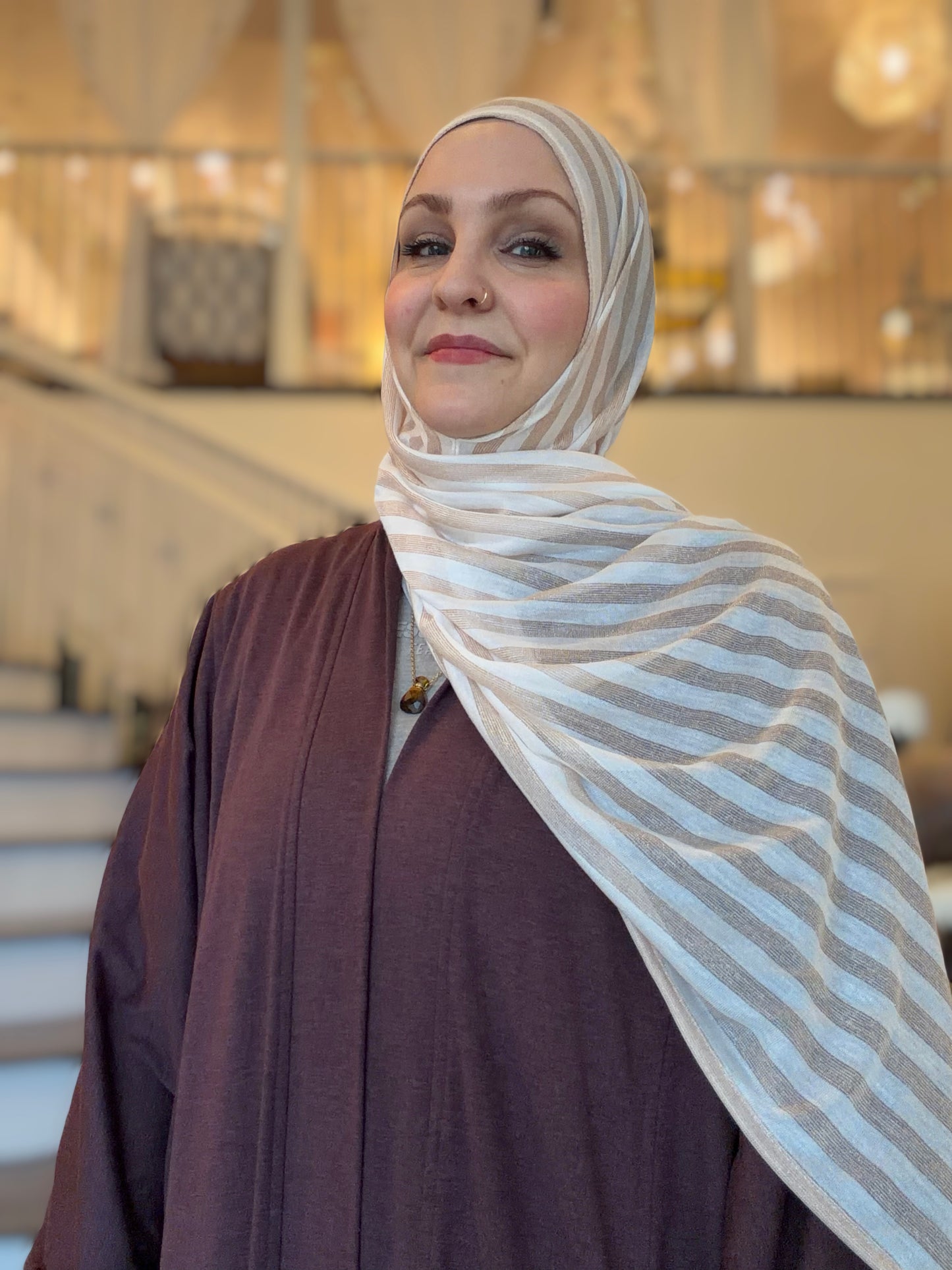 Metallic Tissue Jersey Hijab: Gilden Cream