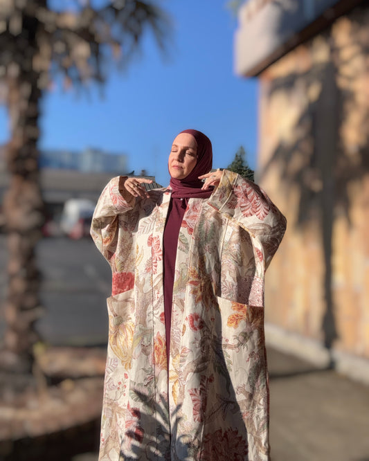 Pocket Anorak Abaya - Autumn Botanica Tapestry