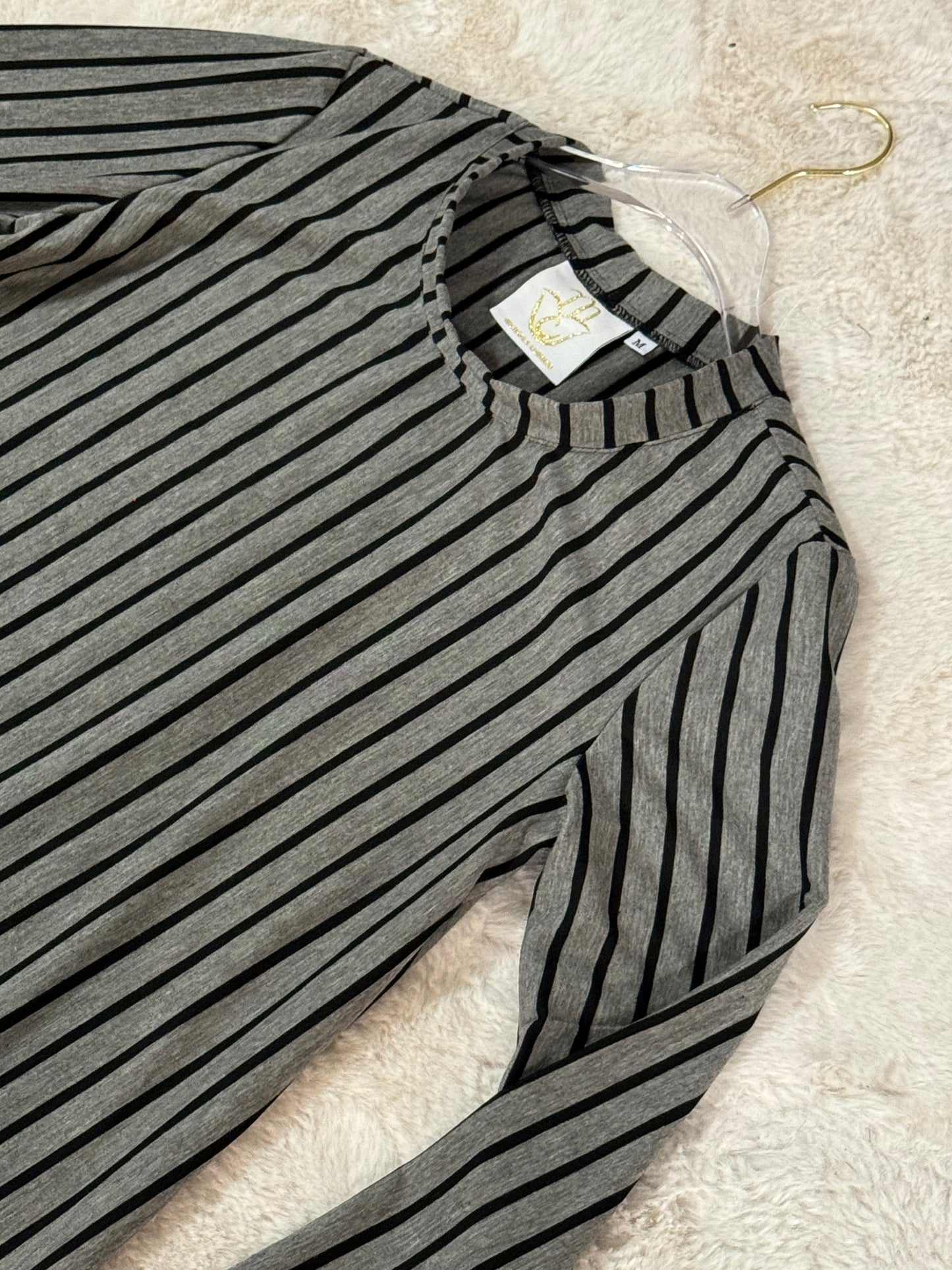 MC Everyday Tunic - Striped Dark Grey and Black