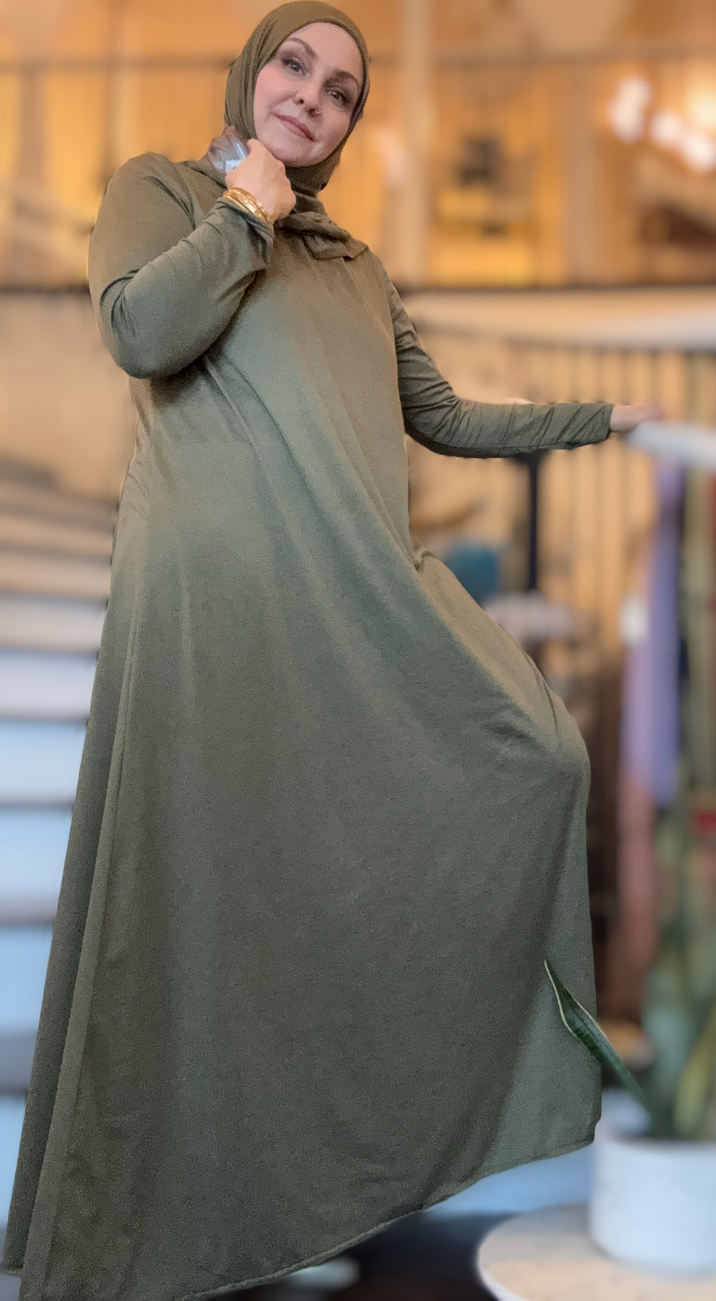 Primo Athleisure Dress - Za'atar Olive Performance Jersey