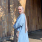Pocket Anorak Abaya — Denim Wildflower