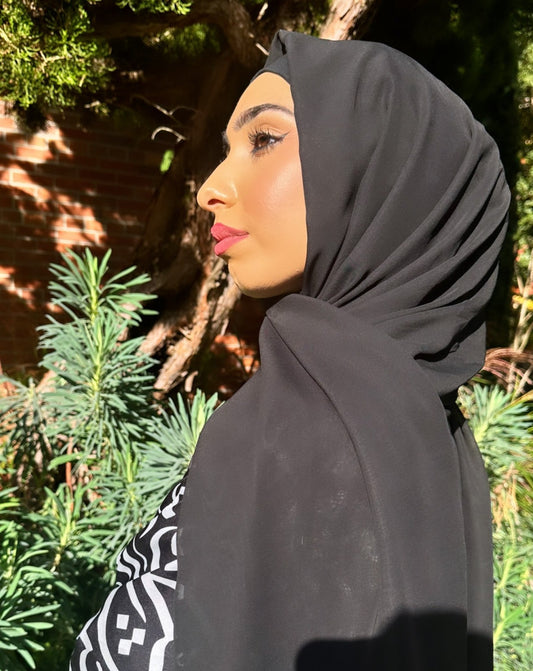 Chiffon Hijab: Black Raven
