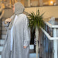 Power Silhouette Abaya - Silver Plush Plisse Velour