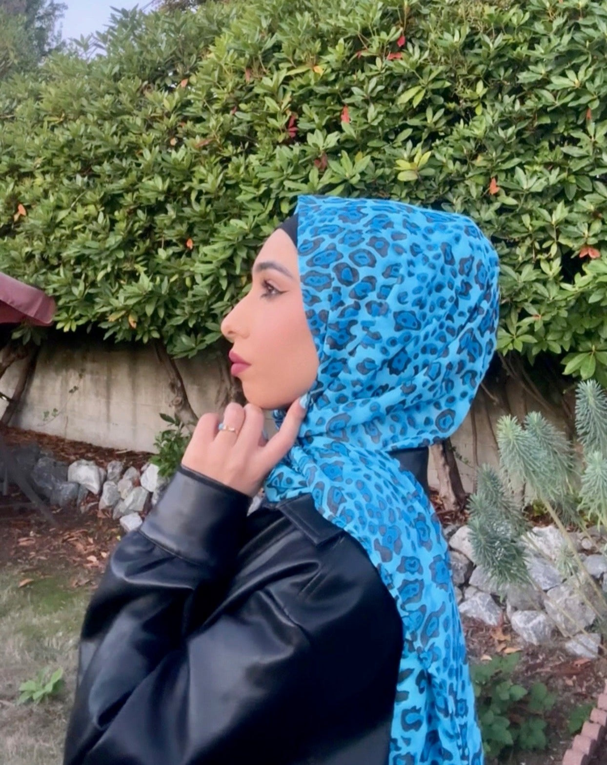 Chiffon Hijab: Blue Diamond Leopard