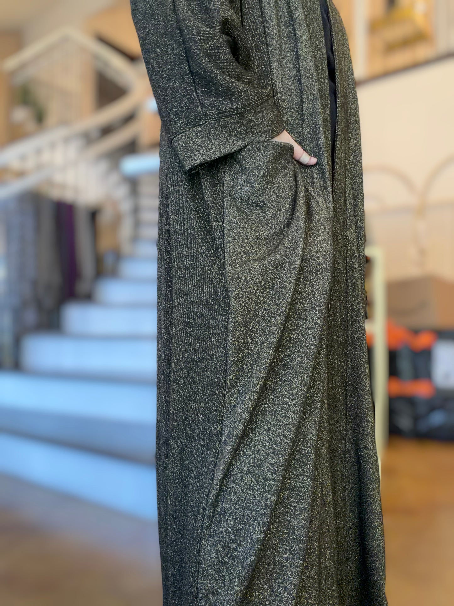 Pocket Anorak Sweater Abaya - Gilded Night Sky