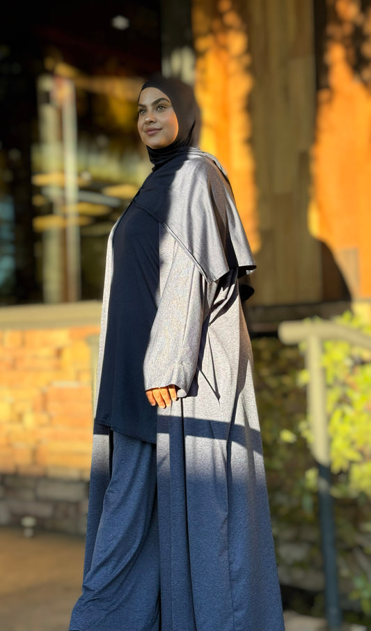 Nour Oversized Abaya - Muted Navy Blue Performance