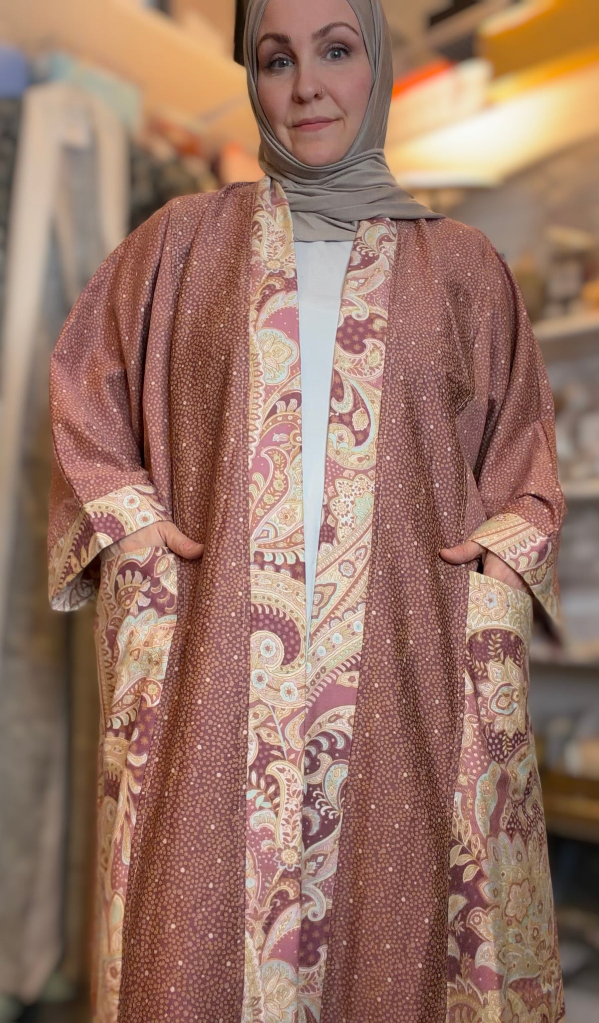 Upcycled Pocket Anorak Abaya — Henna Garden Ornate