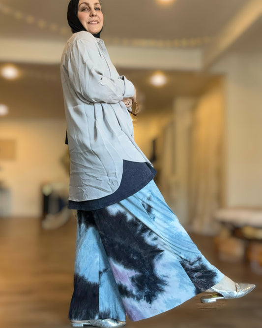 Jersey Palazzo Pant: Twilight Mist