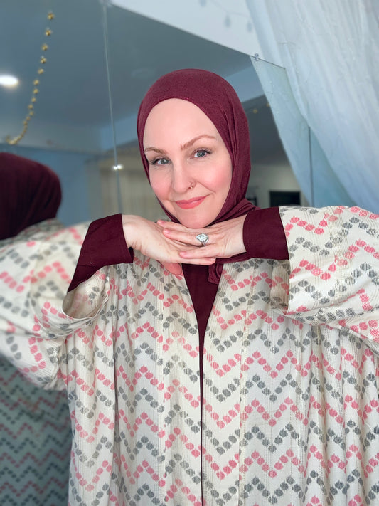 Nour Oversized Abaya - Metallic Chevron