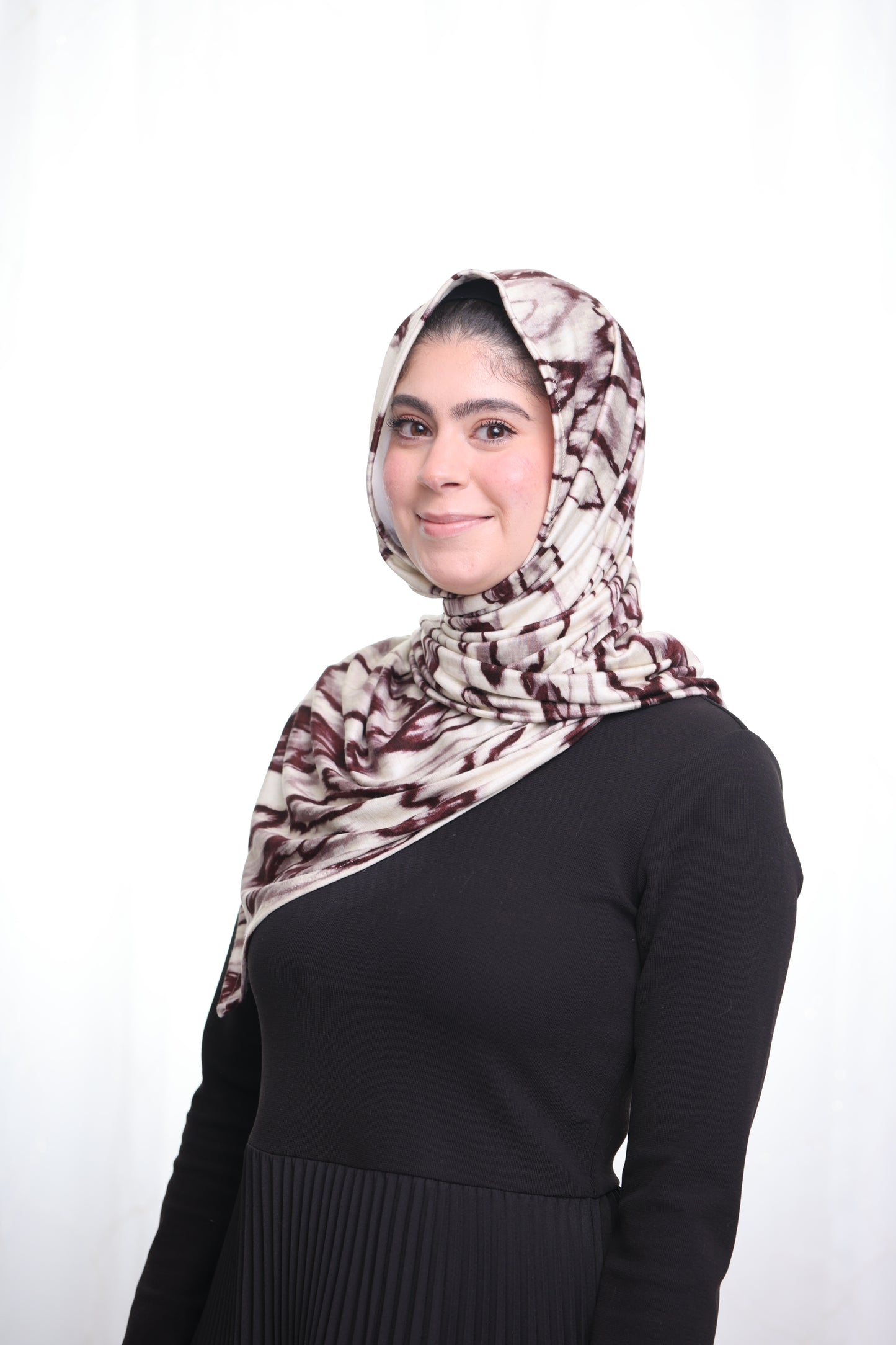 Printed Jersey Hijab: Sweet Cream Coffee Swirl