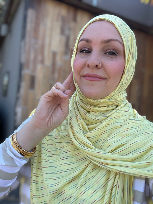 Woven Jersey Hijab: Limonata Streaks