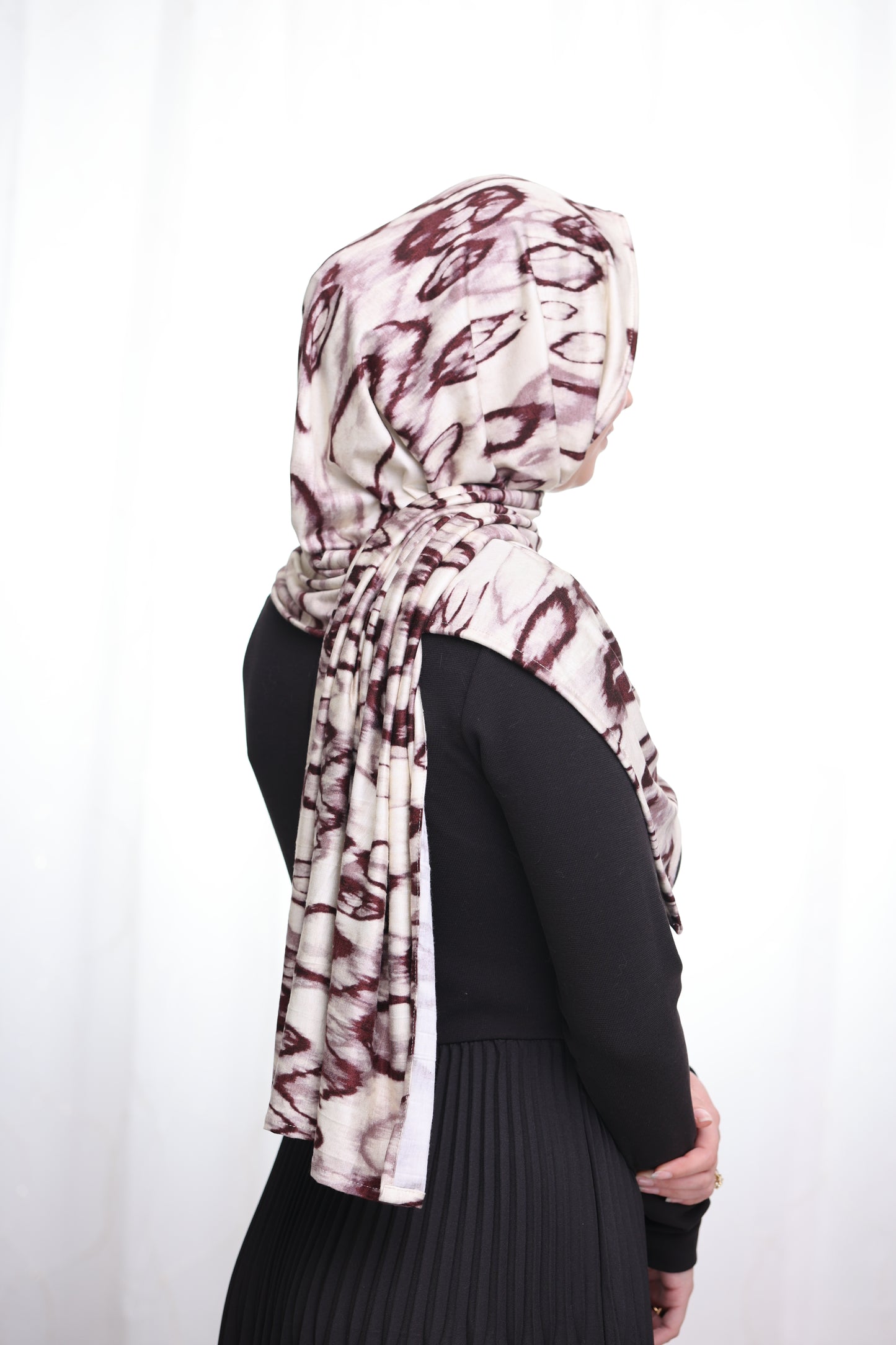 Printed Jersey Hijab: Sweet Cream Coffee Swirl