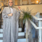 Power Silhouette Abaya - Silver Plush Plisse Velour