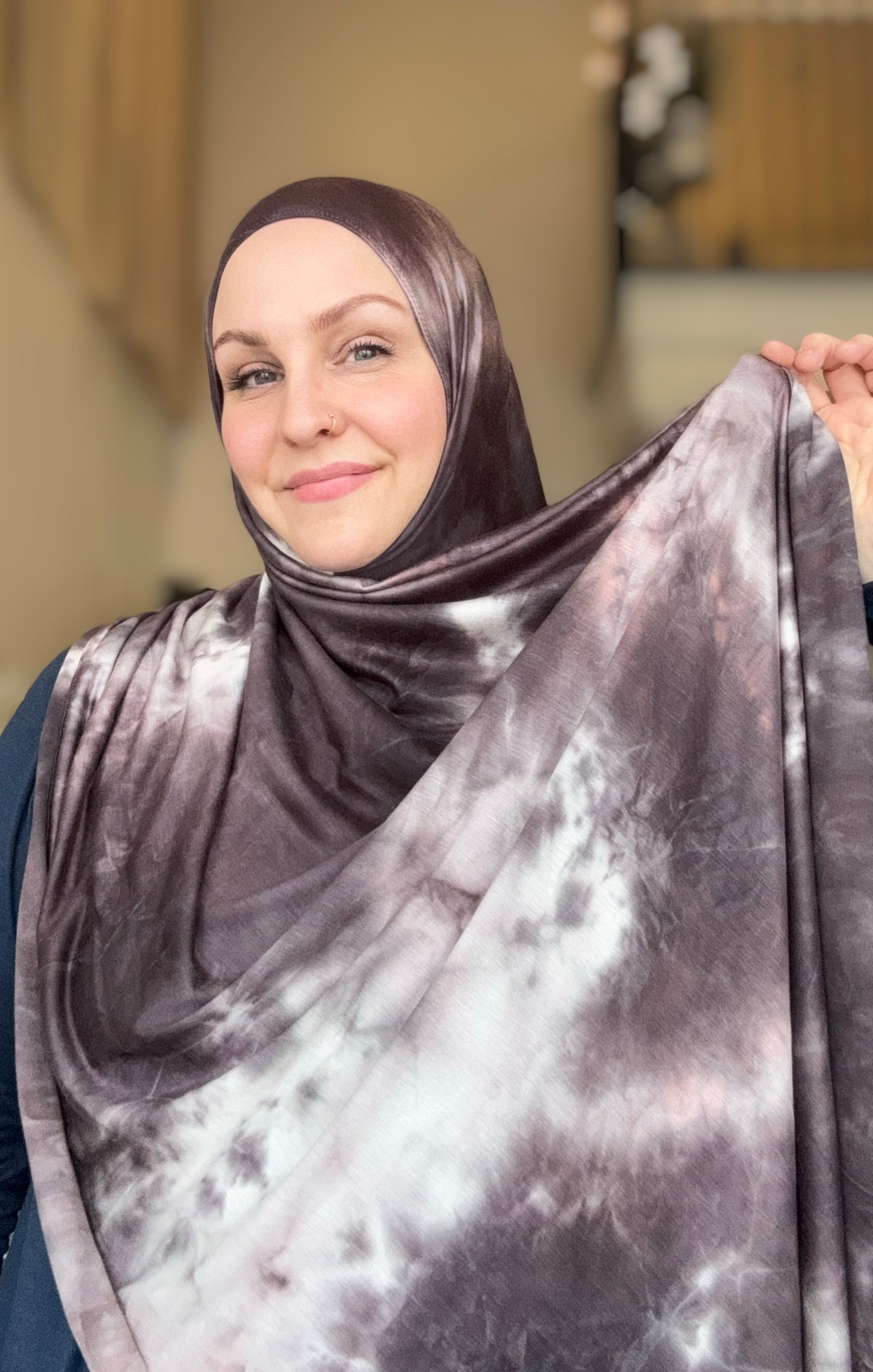 Tie Dye Jersey Hijab: Mocha Rose