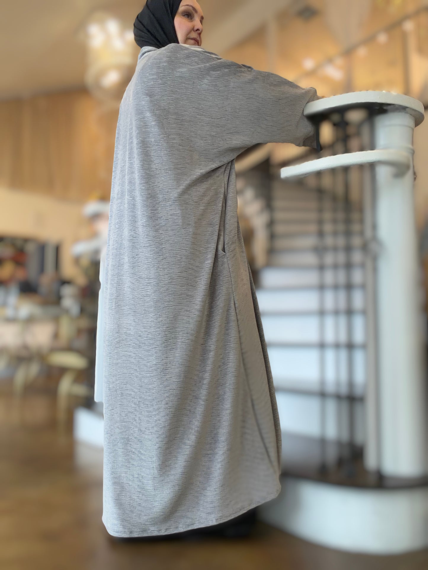 Nour Oversized Abaya - Plush Plisse Velour