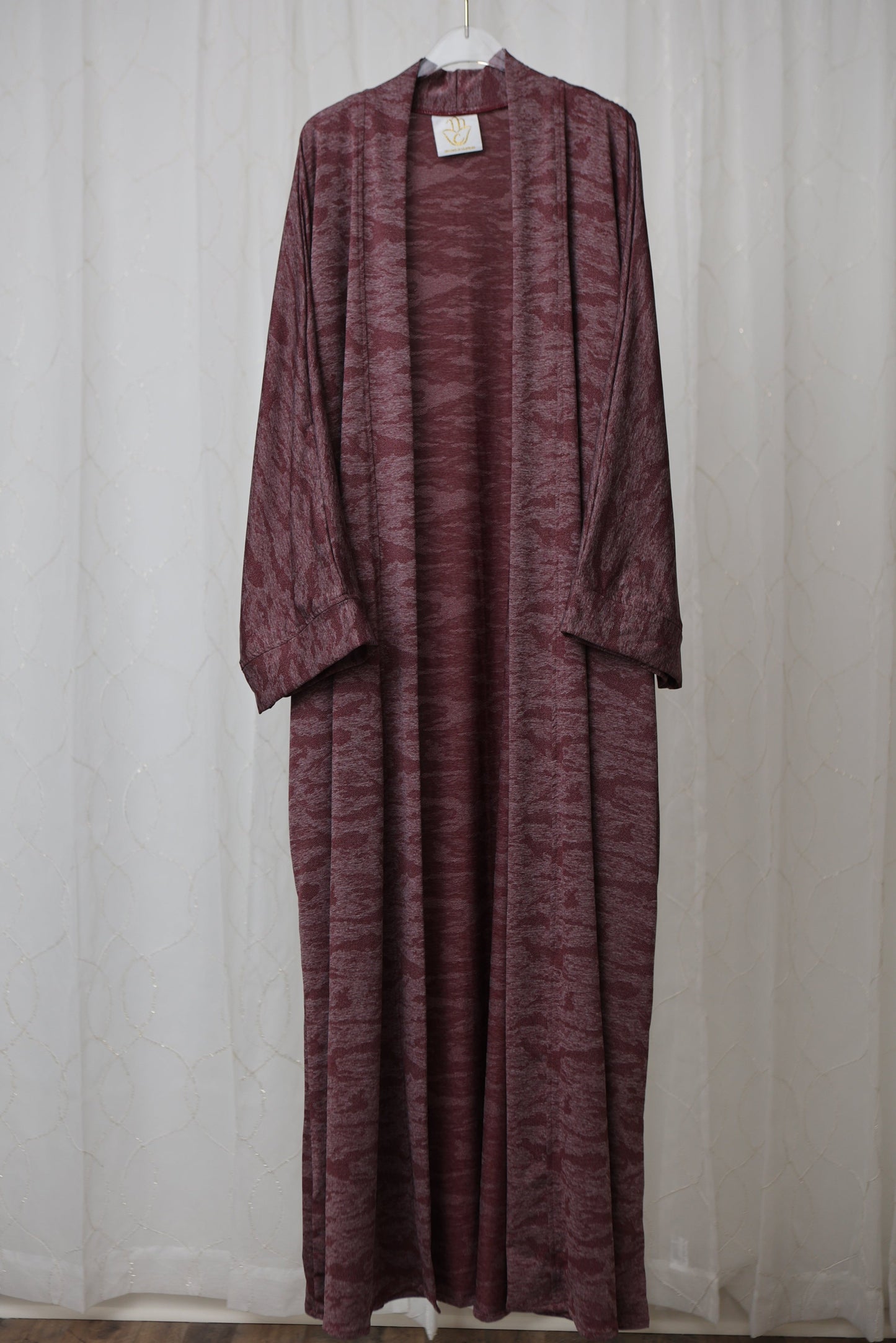 Nour Oversized Abaya - Burgundy Lace Performance