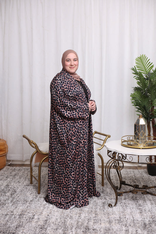 Nour Oversized Abaya - Evergreen & Blush Escape