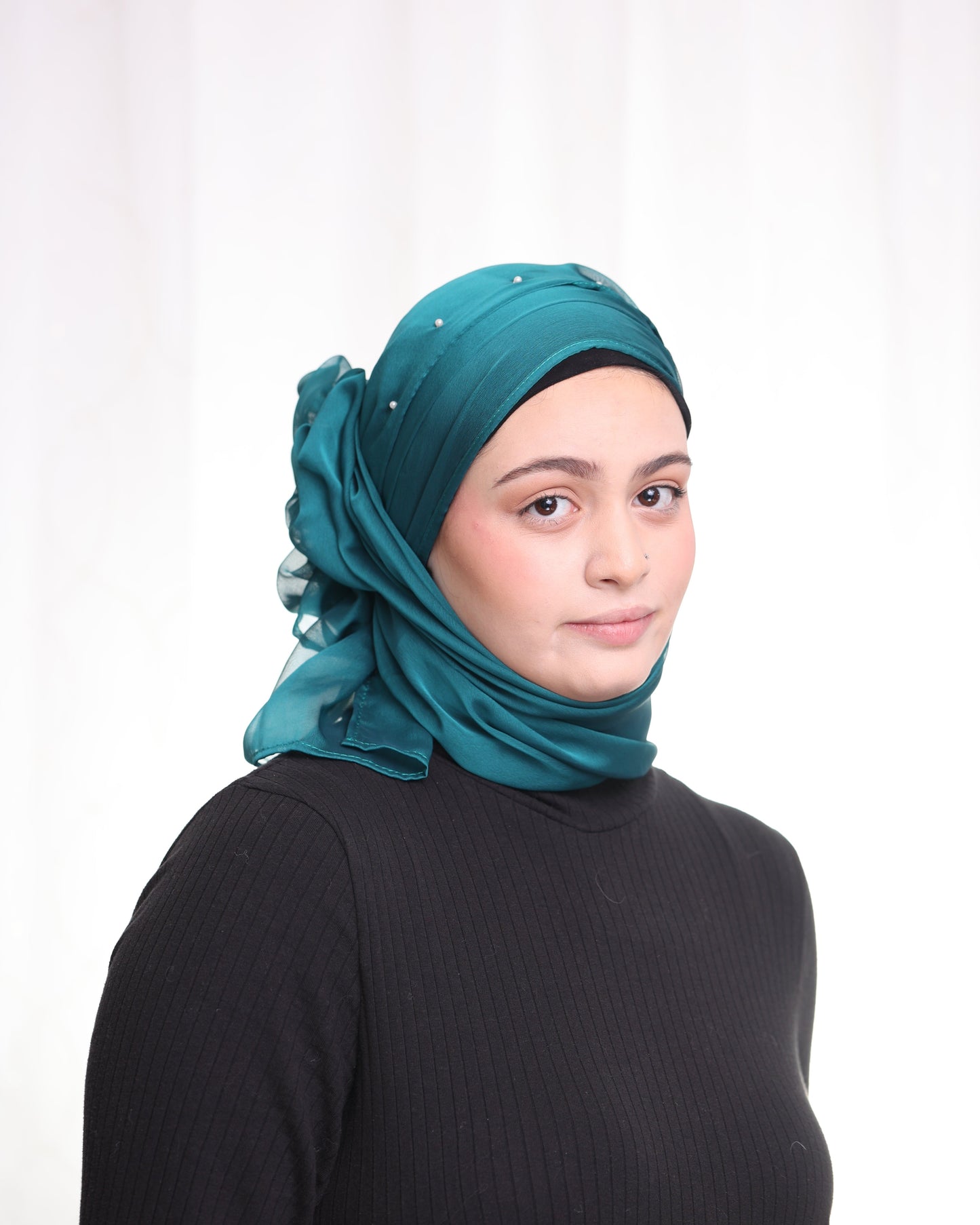 Iridescent Chiffon Hijab: Emerald