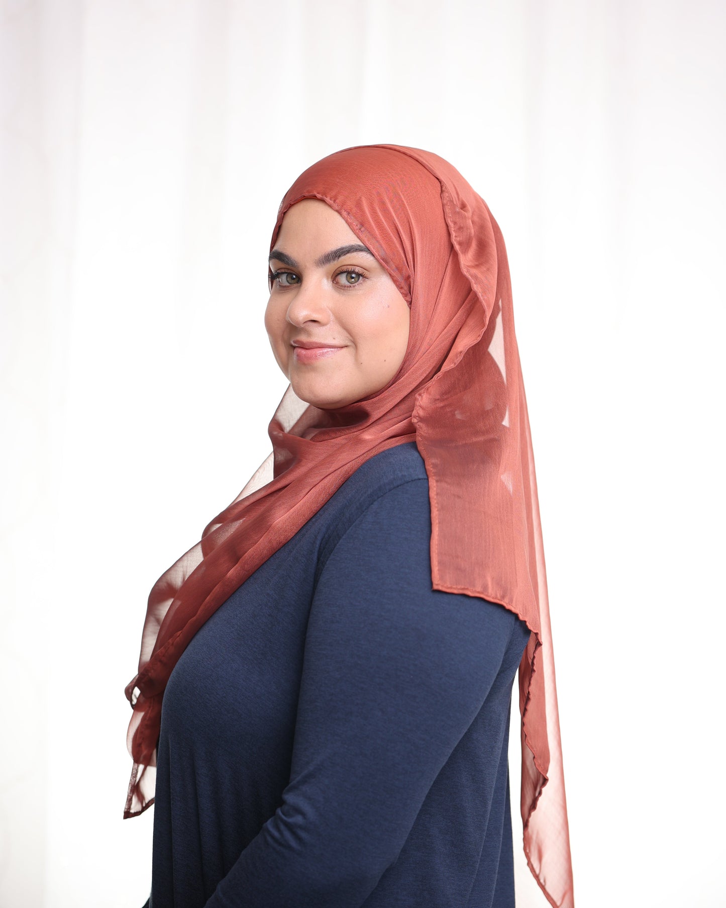 Iridescent Chiffon Hijab: Burnt Sienna