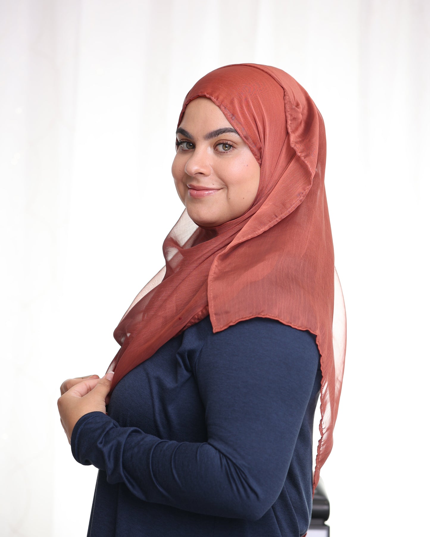 Iridescent Chiffon Hijab: Burnt Sienna