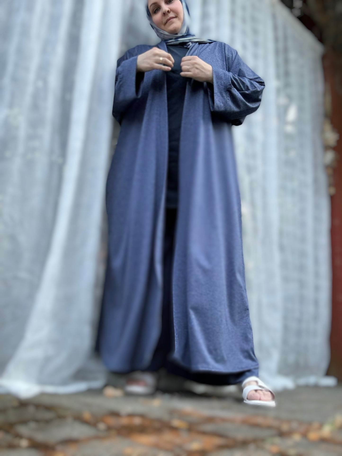 Nour Oversized Abaya - Muted Navy Blue Performance