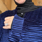 Nour Oversized Abaya - Cobalt Blue Pleated Stretch Velvet
