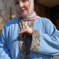 Pocket Anorak Abaya — Denim Wildflower