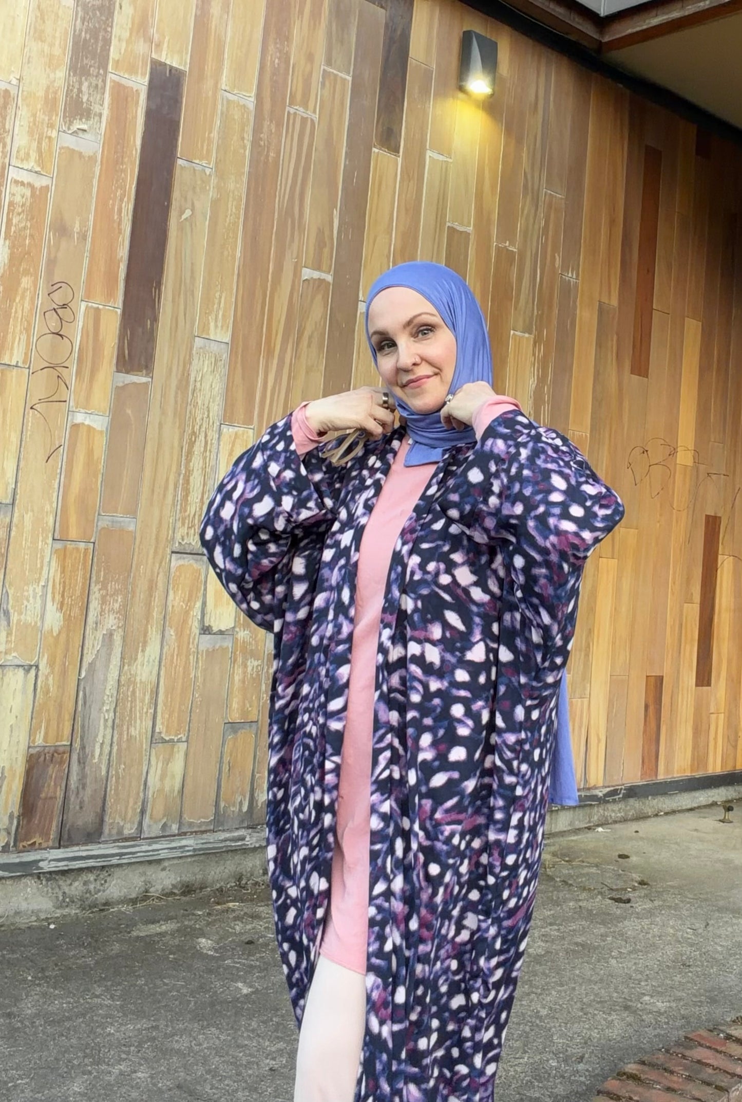 Nour Oversized Satin Abaya - Purple Ferrasha