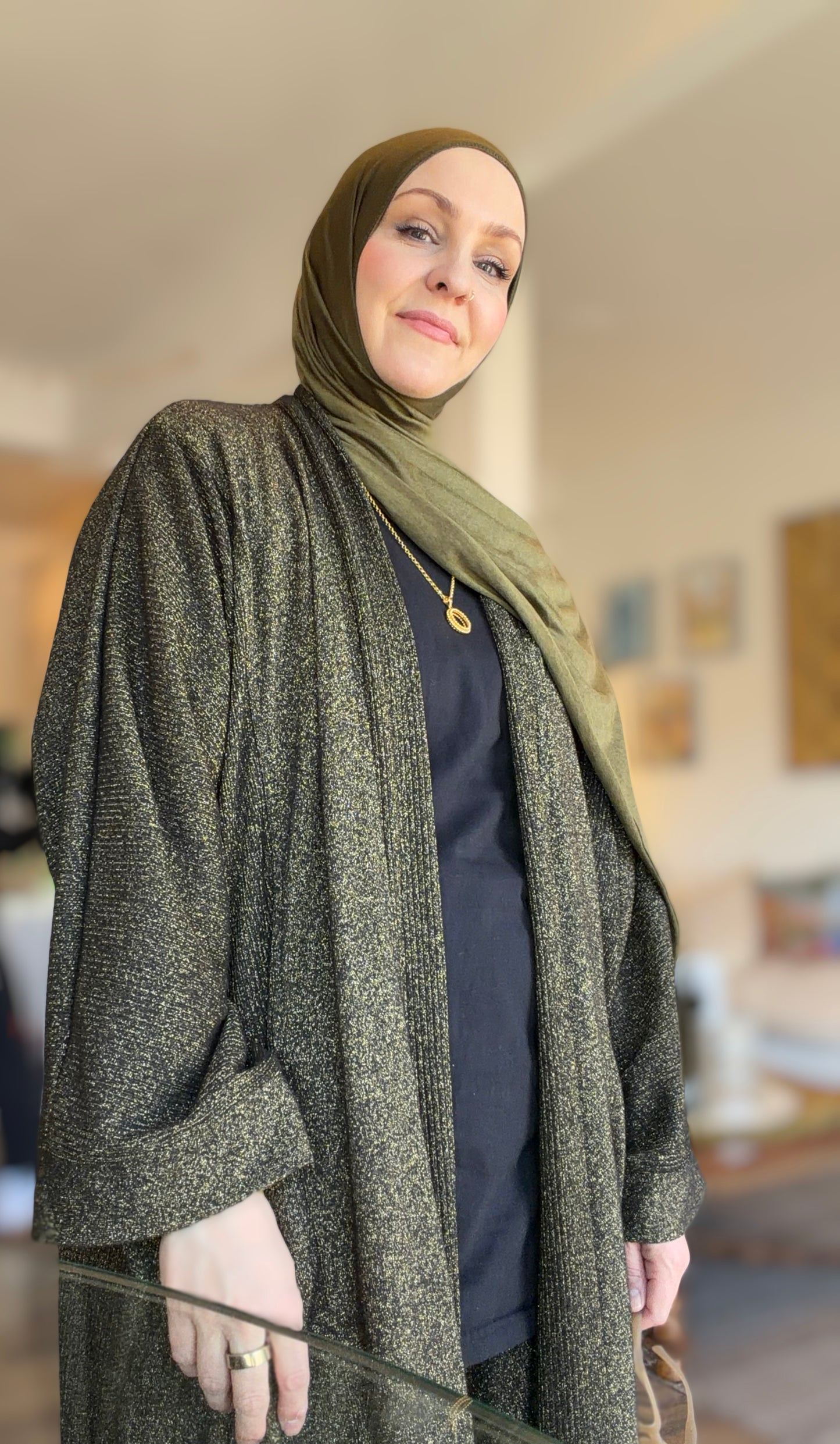 Pocket Anorak Sweater Abaya - Gilded Night Sky