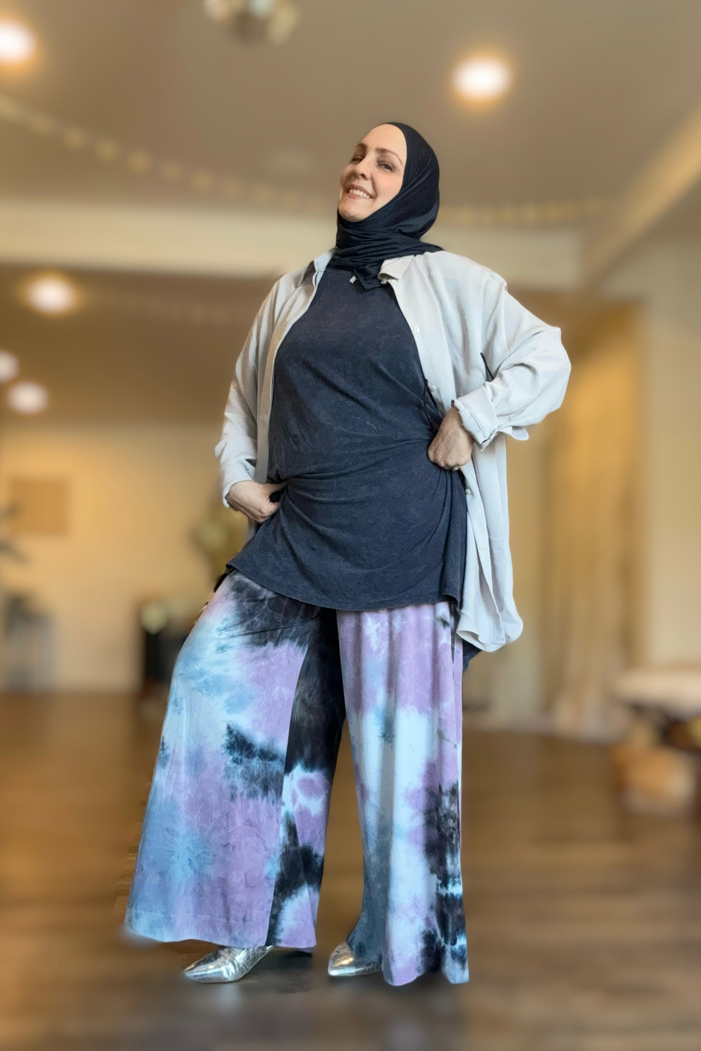 Jersey Palazzo Pant: Twilight Mist