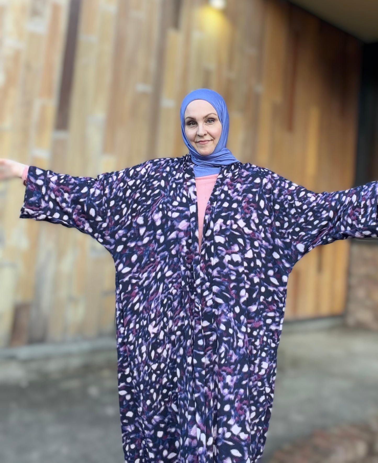 Nour Oversized Satin Abaya - Purple Ferrasha