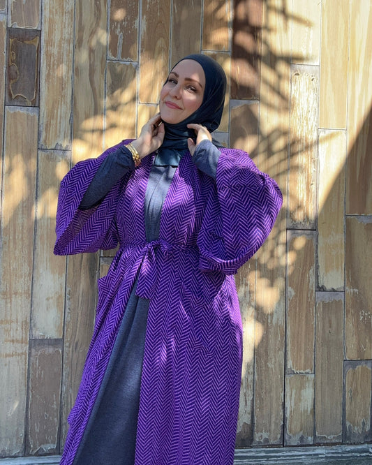 Signature MC Kimono: Pink & Purple Herringbone