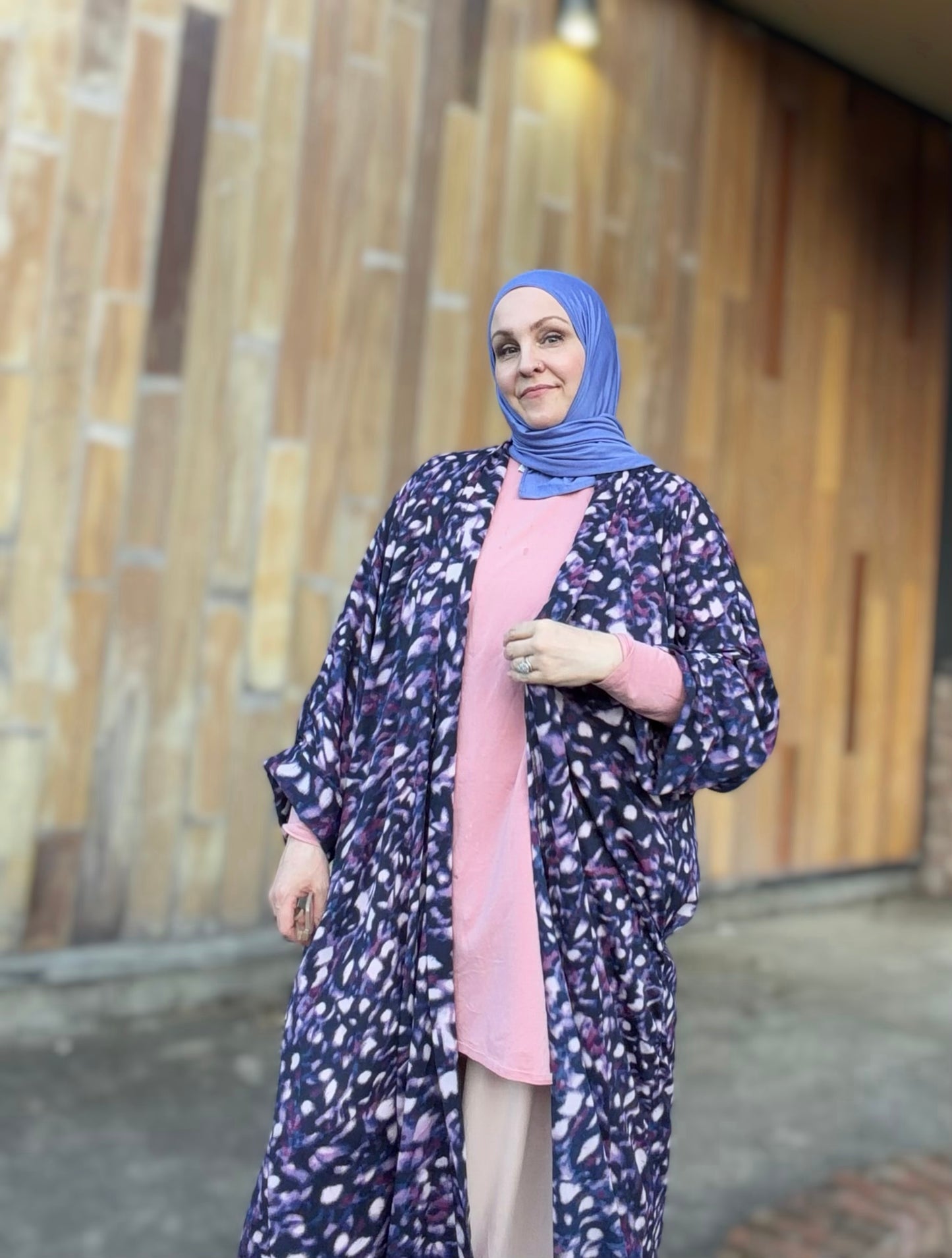 Nour Oversized Satin Abaya - Purple Ferrasha