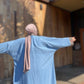 Pocket Anorak Abaya — Denim Wildflower