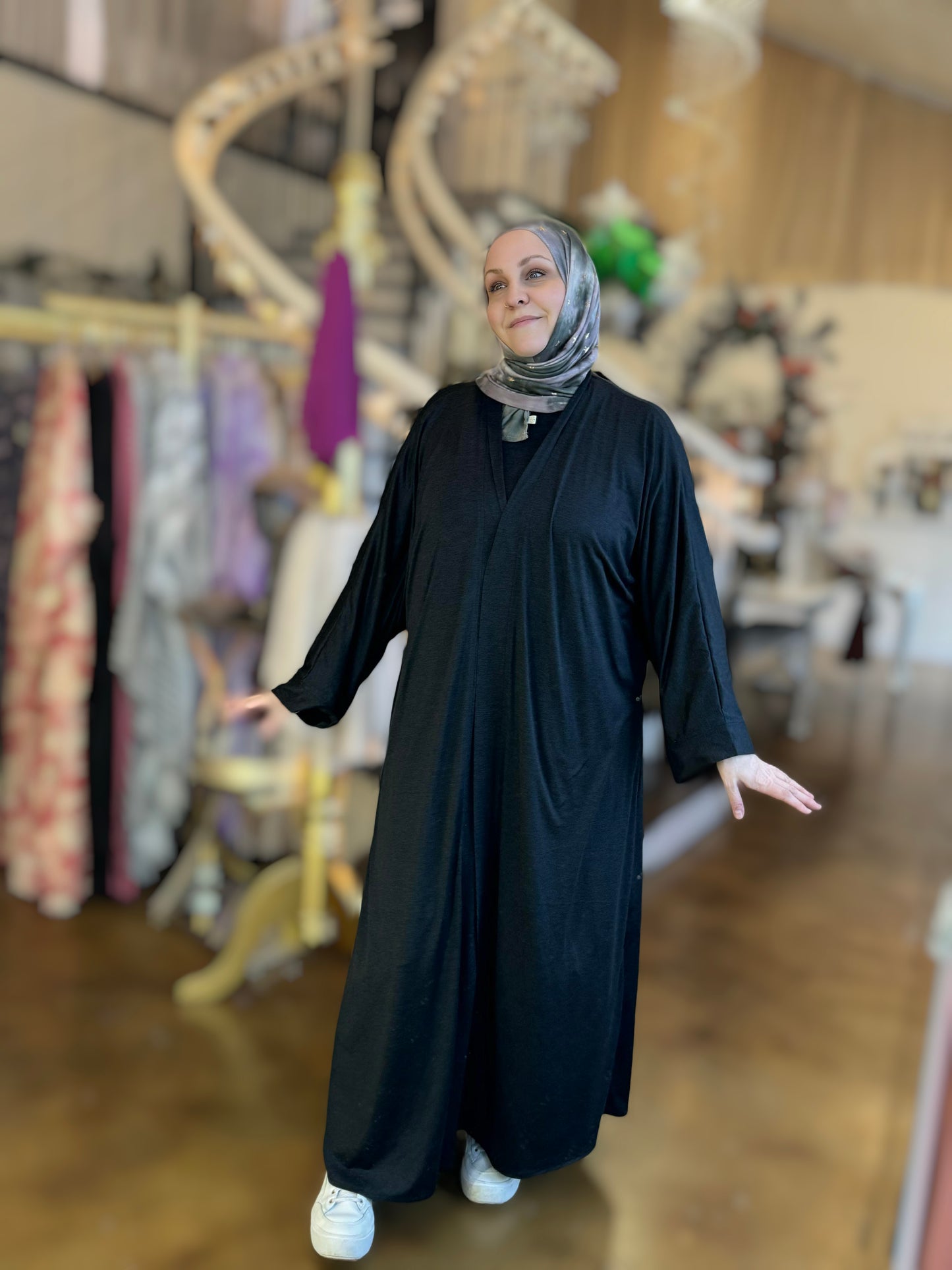 Nour Oversized Abaya - Black Performance Jersey