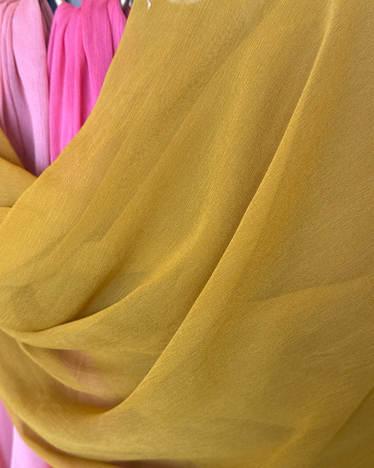 Extra Wide Crinkle Chiffon Hijab: Mustard Seed