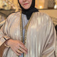 Metallic Oversized Abaya: Black & Gold on Beige