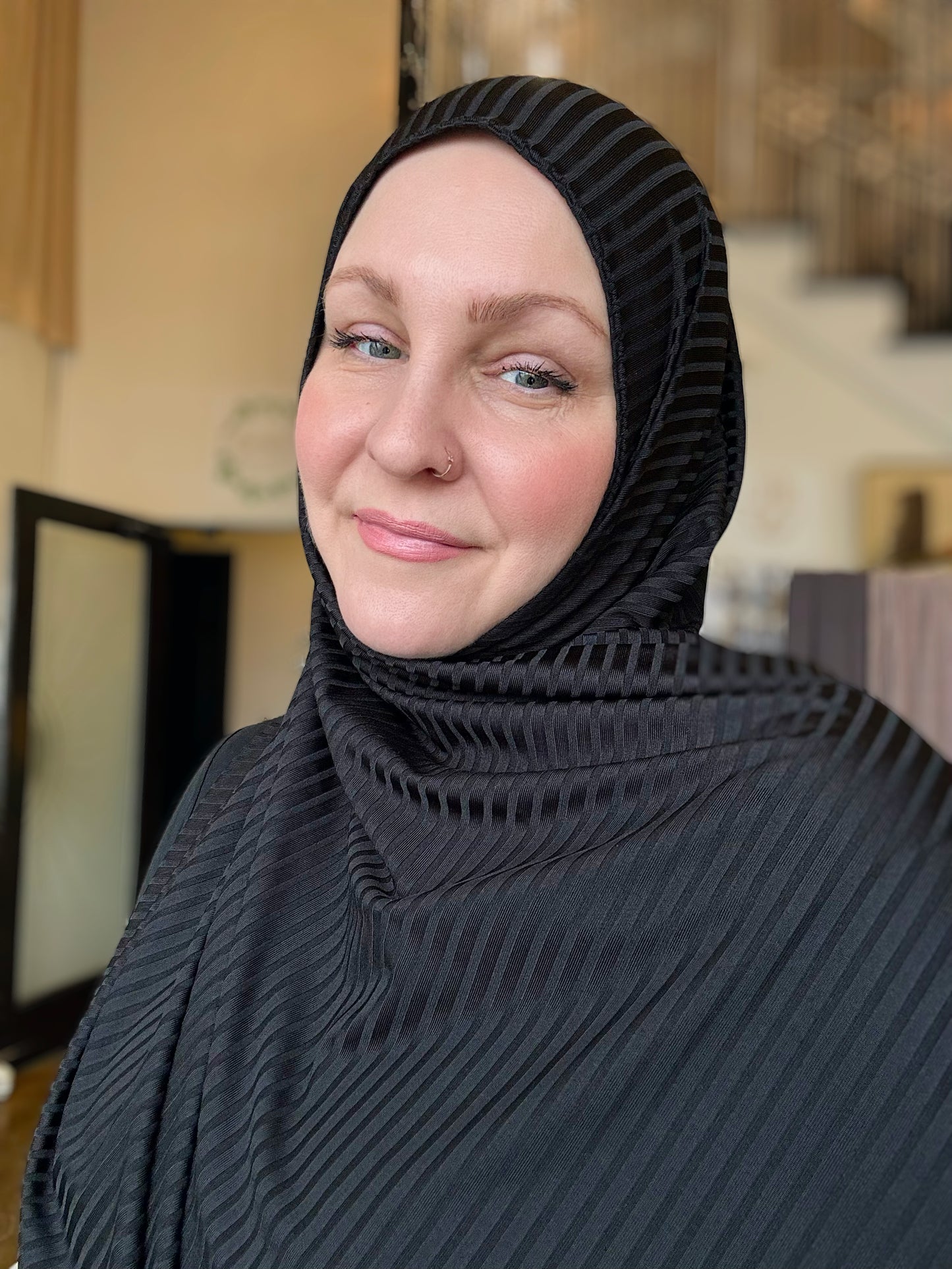 Active Jersey Hijab: Ribbed Black