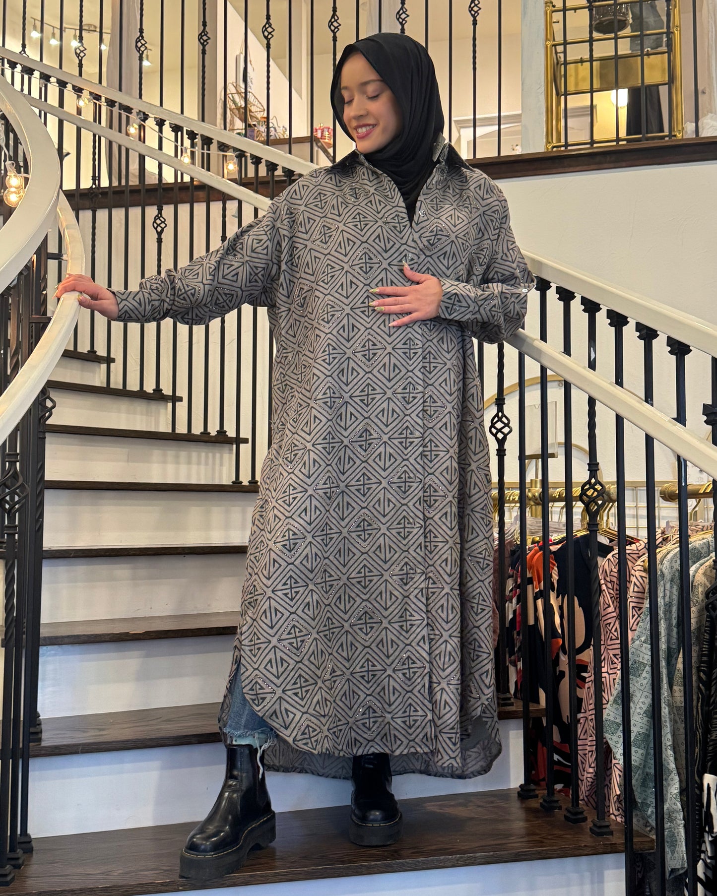 Chic Beaded Shirtdress